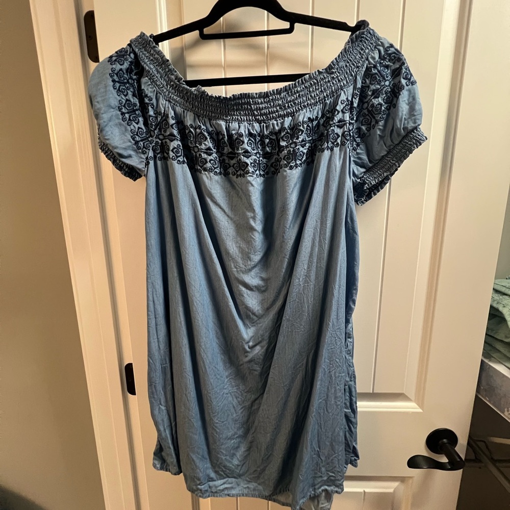 Crown and Ivy off the shoulder denim dress